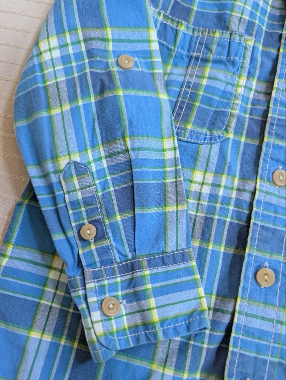 BabyGAP Blue Plaid Button-Front Shirt Toddler 4 Years
